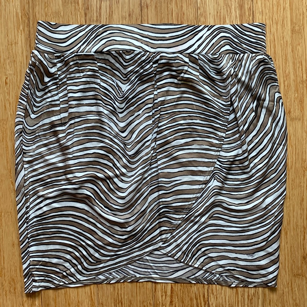 Trina Turk Zebra Print High Waisted Crossover Skirt